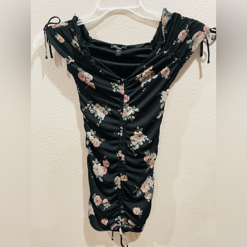 Express Black Petite Satin Slip Dress
